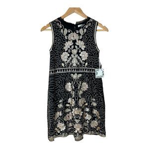 NWT Chelsea & Violet Girls Sequin Formal Dress SIZE XL Black Gold Floral Lined